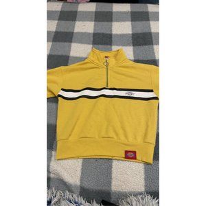 Yellow Crop Sweater With Zipper at the Neck